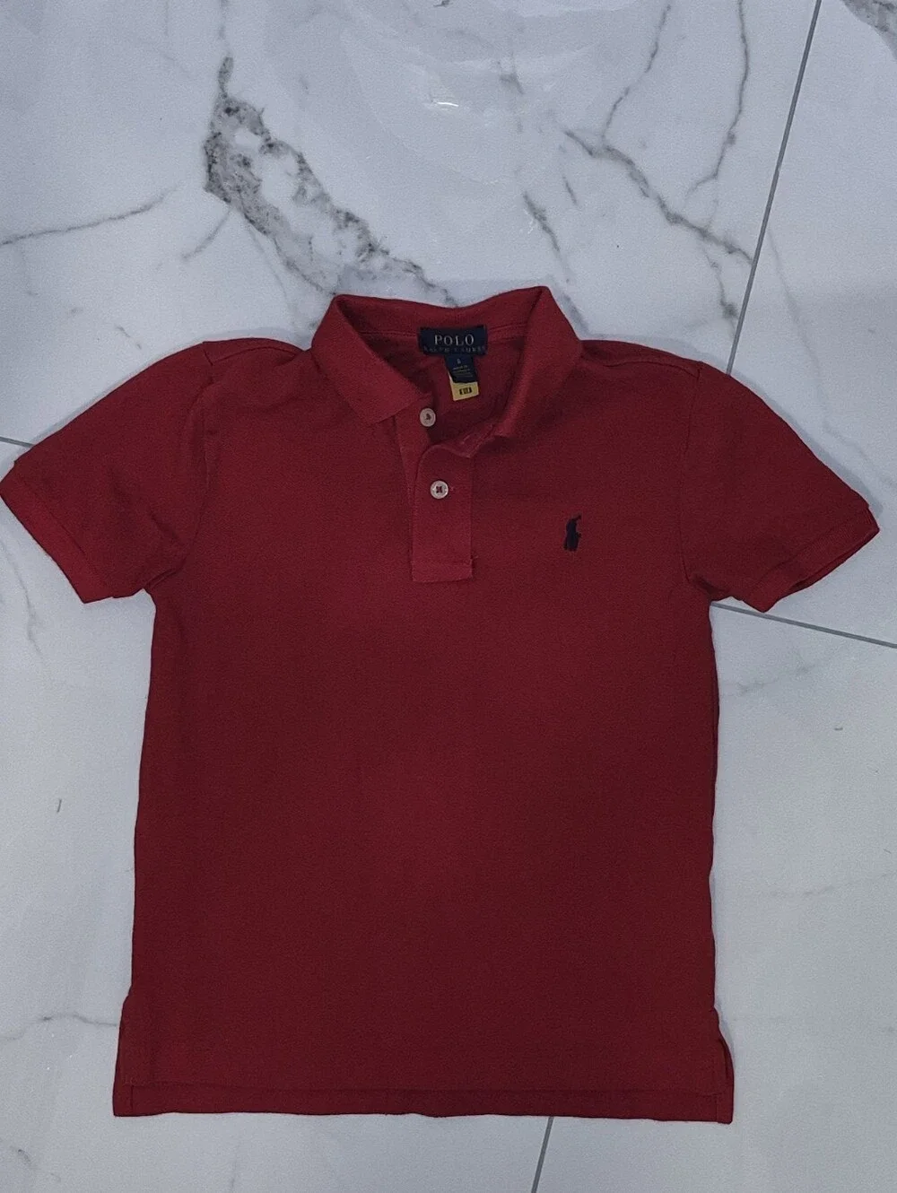 Ralph Lauren Boys Red Polo with Navy Blue Embroidered Pony
